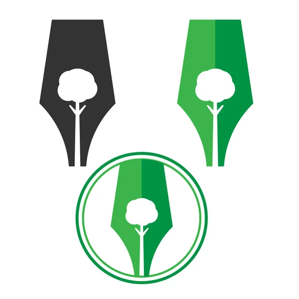 Ağaç ve kalem logo-vektör Logo soyut