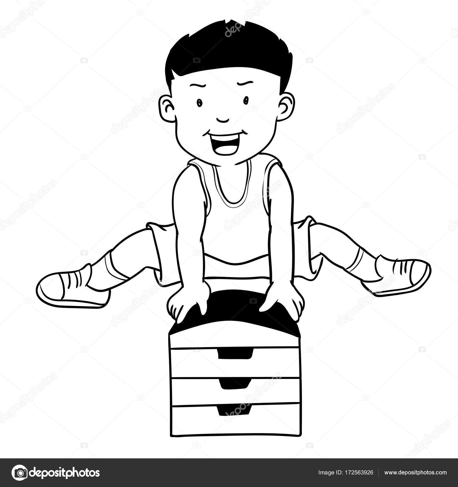 Download Hand drawn Boy Jumping Gymnastic Buck-Cartoon Vector ⬇ Vector Image by © dcliner07.gmail.com ...