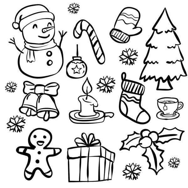 Set di Natale Doodle-Vector disegnato a mano — Vettoriale Stock