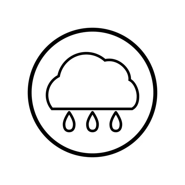Vector de la nube y el icono de la lluvia en la línea Circle - vector iconic des — Archivo Imágenes Vectoriales