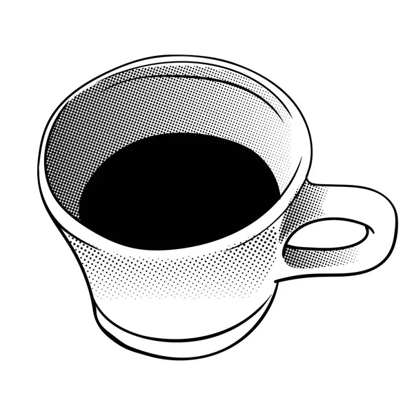 ハーフトーン スタイル - ベクトルによる細かいイラストのコーヒー カップ — ストックベクタ