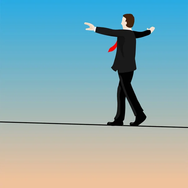 Ізольовані бізнесмени ходять тупою мотузкою Векторні ілюстрації — стоковий вектор