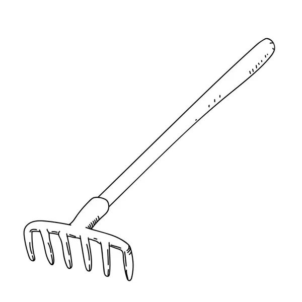 Rake isolato su sfondo bianco disegnato a mano vettoriale Illustrazione — Vettoriale Stock