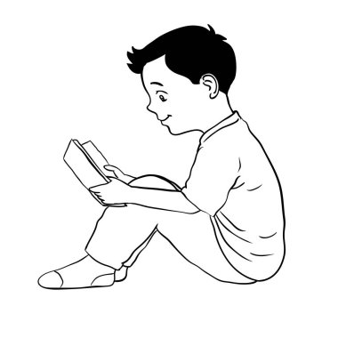 Çizilmiş çocuk kitap-vektör çizim okuma el