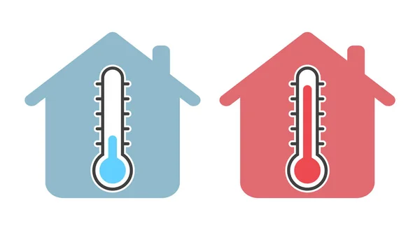 Ícone do termômetro com sinal de casa - Ilustração do vetor do símbolo — Vetor de Stock