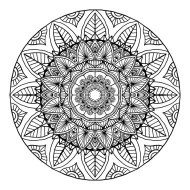 Taslak Mandala dekoratif yuvarlak süs, el çizimi stil - ve
