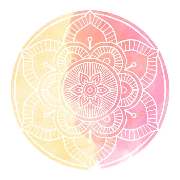 Ornamento redondo decorativo Mandala dibujado a mano con orzuelo acuarela — Vector de stock