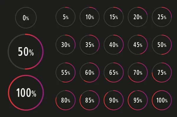 青のインフォグラフィックのために使用する準備ができて0 〜 100%のセット — ストックベクタ