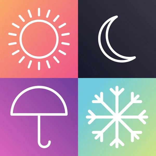 Conjunto de iconos meteorológicos, luna paraguas sol de nieve — Archivo Imágenes Vectoriales