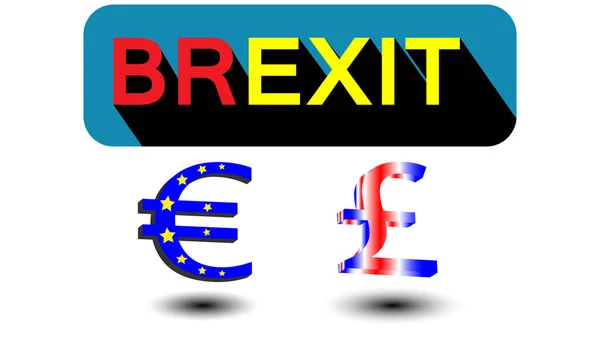Icône Brexit avec deux couleurs et devise Lettres jaunes et rouges avec ombre. Référendum britannique. Texte du Brexit — Image vectorielle