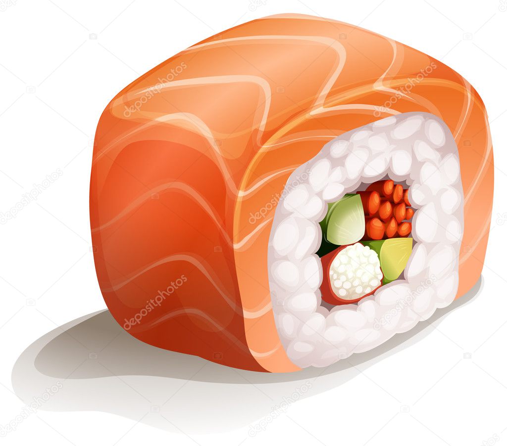 Maki roll sushi with salmon