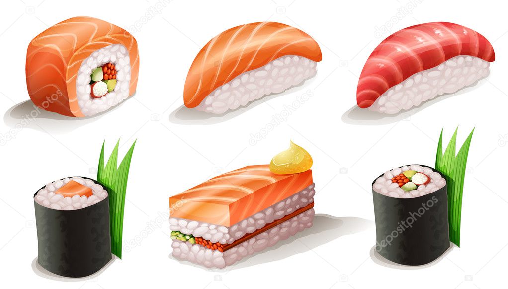 Realistic sushi set