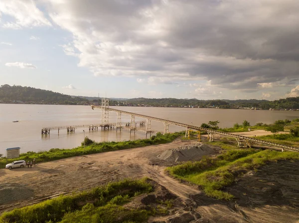 Vista Aérea Del Puerto Minero Marítimo Del Carbón Antiguo — Foto de Stock