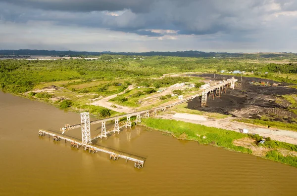 Vista Aérea Del Puerto Minero Marítimo Del Carbón Antiguo — Foto de Stock