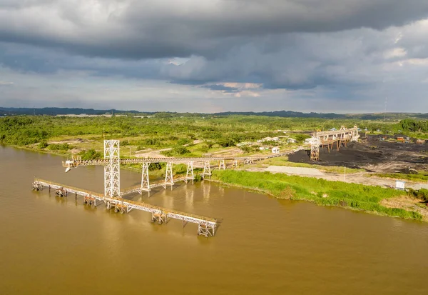 Vista Aérea Del Puerto Minero Marítimo Del Carbón Antiguo — Foto de Stock