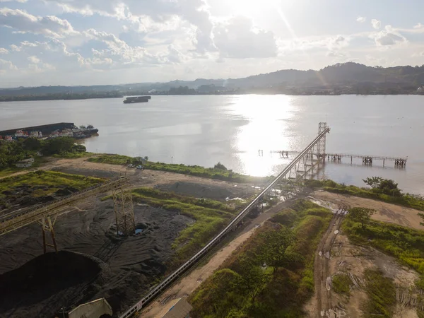Vista Aérea Del Puerto Minero Marítimo Del Carbón Antiguo — Foto de Stock