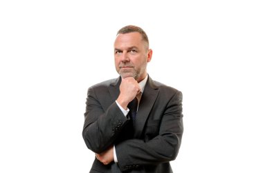 Endişeli orta yaşlı işadamı düşünme