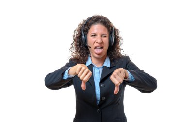 Young businesswoman signalling her disgust