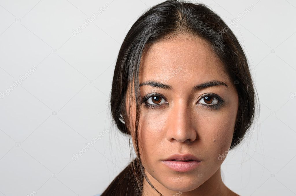 Woman with serious blank stare