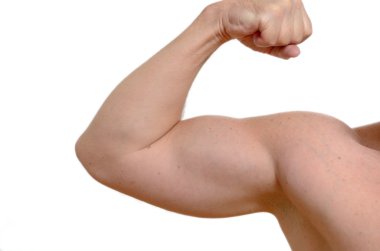 Kaslı adam kolunu esneme