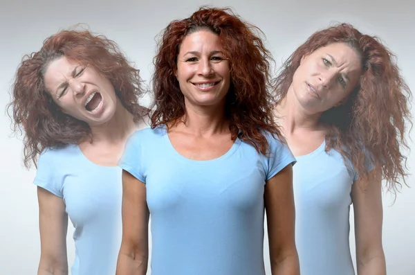 Three versions of woman in different moods — Stock Photo, Image