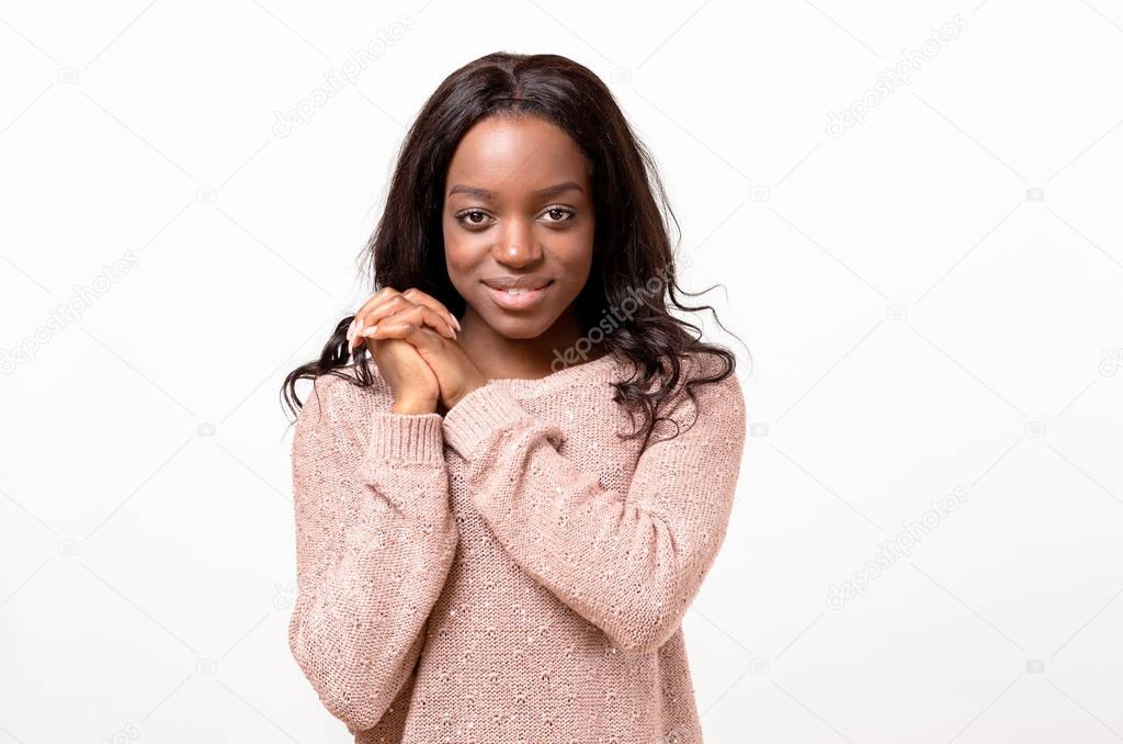 Excited elated young woman