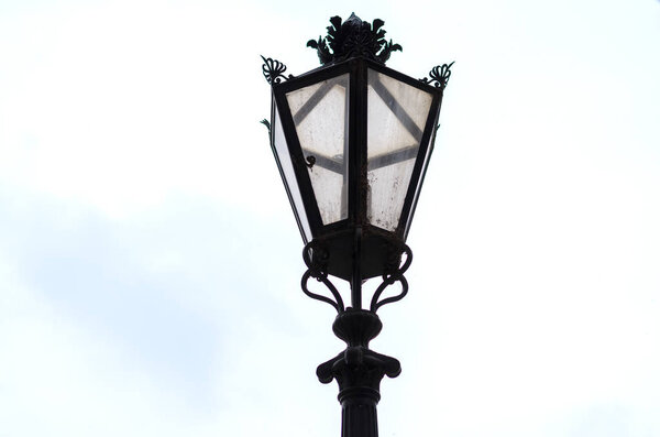 Decorated street light in close up