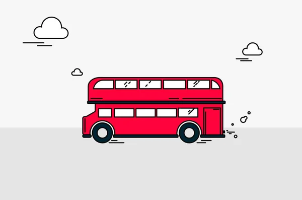 Linear illustration of a red bus — Stock Photo, Image