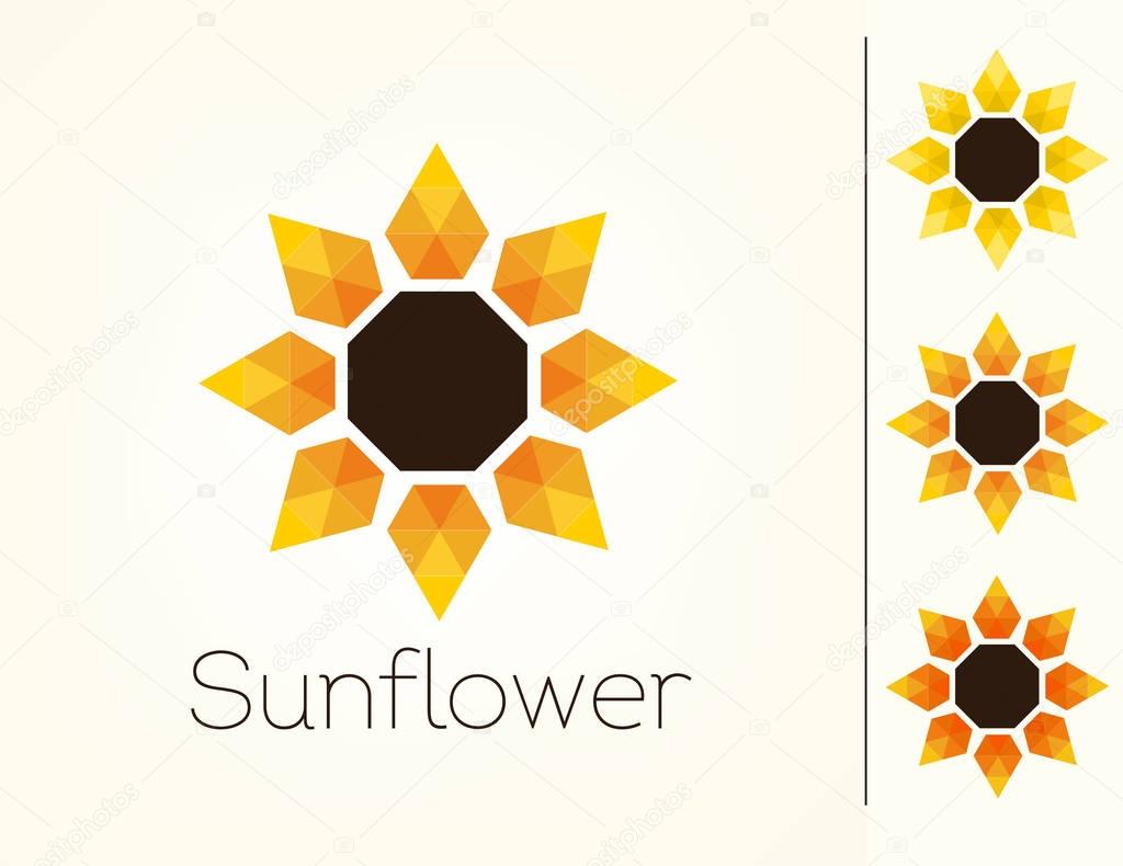 Vector sunflower logo yellow, triangles