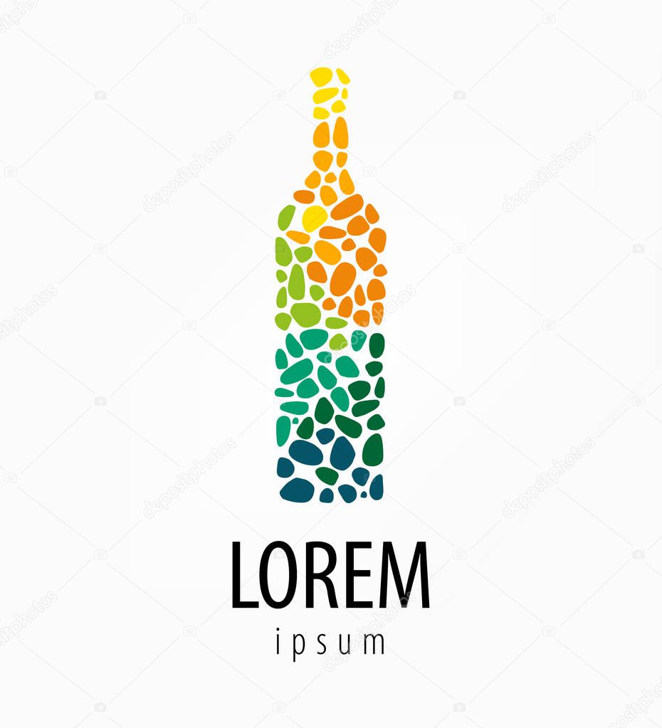Logo wine bottle Mosaic. Wine Cafe. A restaurant. Winemaker firm style