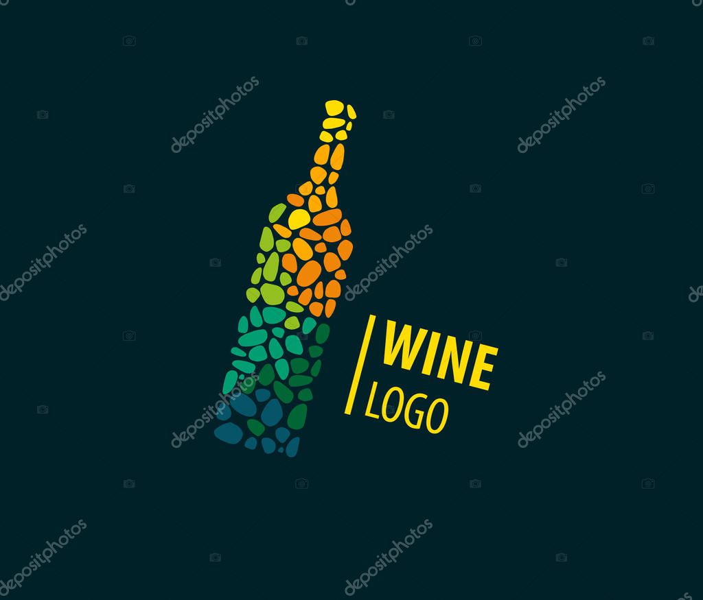 Logo wine bottle Mosaic. Wine Cafe. A restaurant. Winemaker firm style