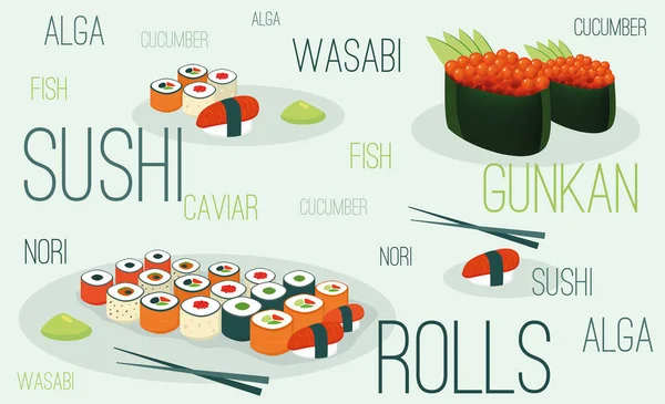 Japon menü poster — Stok Vektör