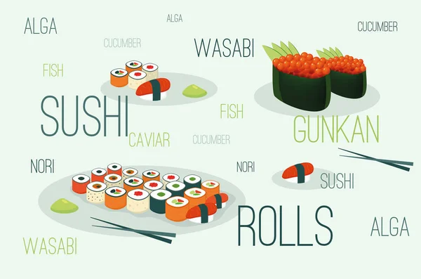 Poster de menú japonés — Vector de stock