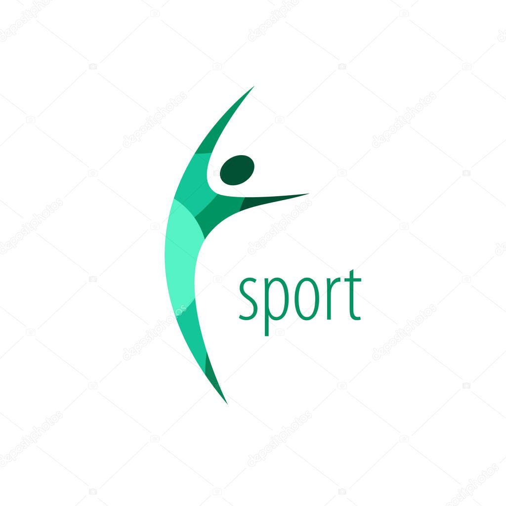 Sports logo, geometric shapes, bright, color sign. Leap, a healthy lifestyle, flexibility