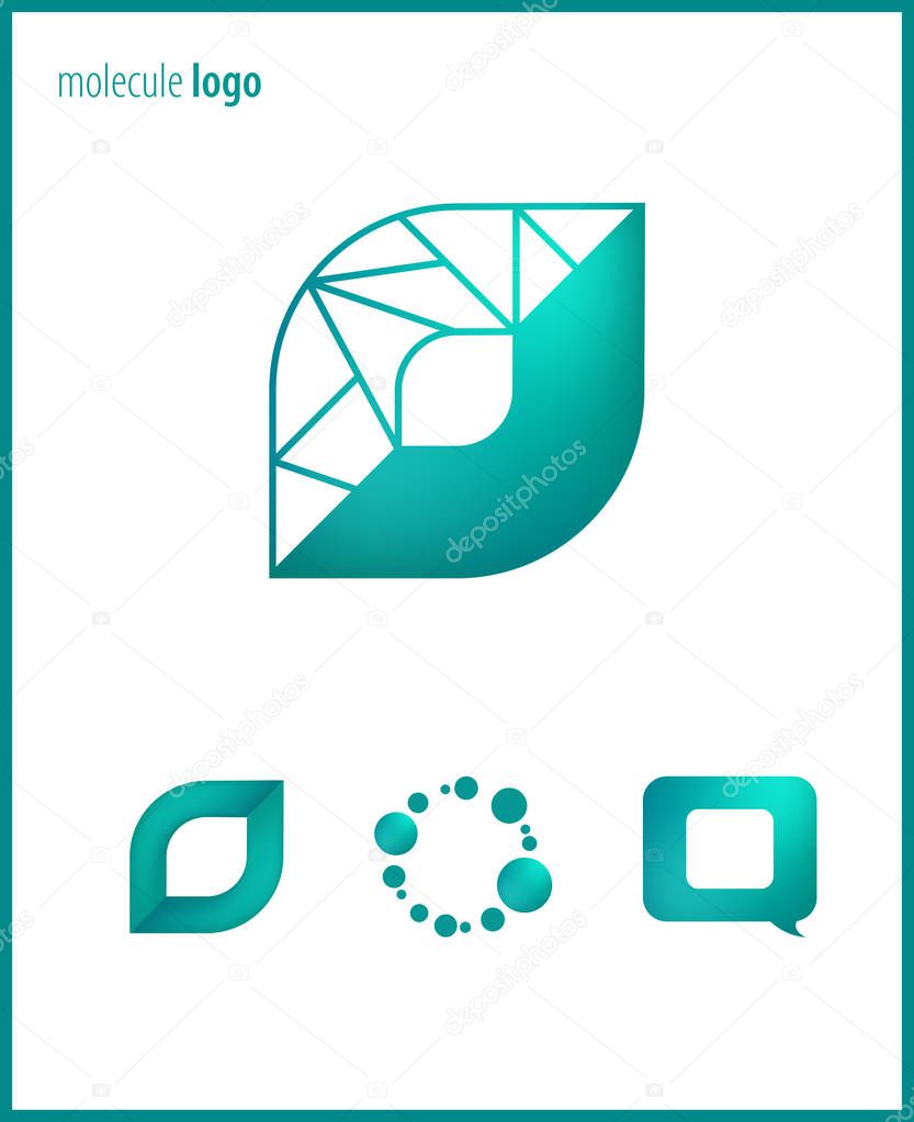 Set logos molecule, science, chemistry, ozone, formula