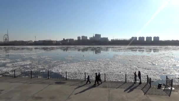 Il ghiaccio sul fiume Amur — Video Stock