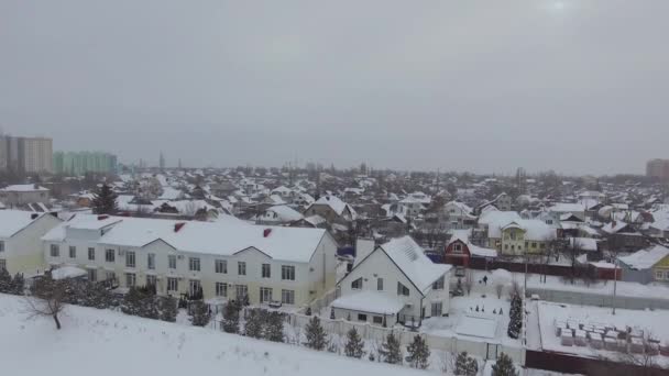 Winter stad vanaf een hoogte — Stockvideo