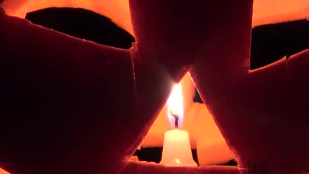 The candle inside the pumpkin — Stock Video