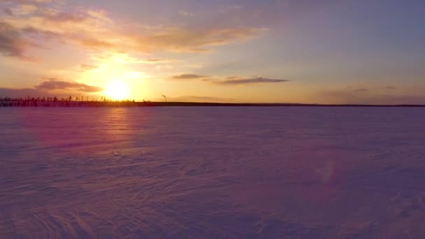Ledové jezero při západu slunce — Stock video
