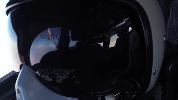 Refueling is reflected in the helmet — Stock Video