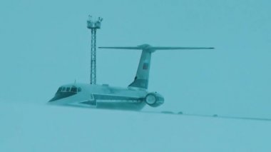 İnsan ve uçak karda.