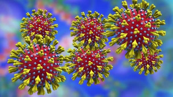 6 coronavirus molecules move and rotate — Stock Video