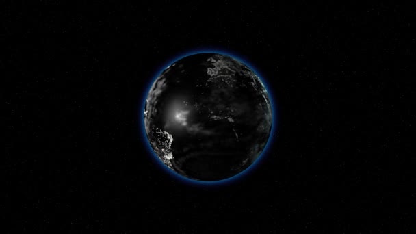 La Tierra luminosa gira en el espacio — Vídeo de stock