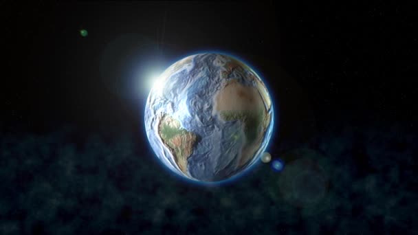 Земля вращается в космосе — стоковое видео