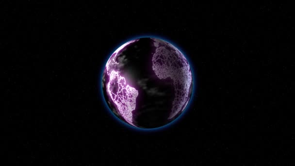 Земля с бордовыми континентами вращается — стоковое видео