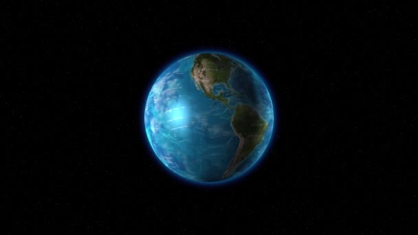 Il globo terrestre ruota lentamente nello spazio — Video Stock