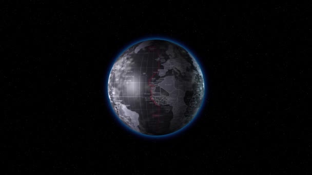 La terre avec des méridiens tourne 