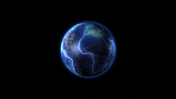 Земля с неоновыми границами вращается — стоковое видео