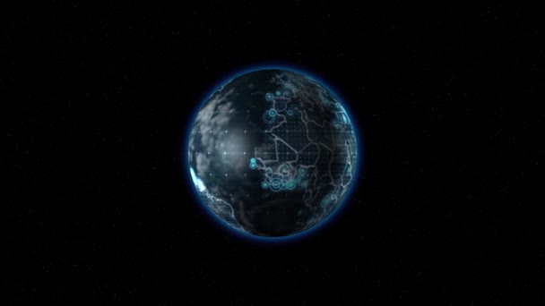 La terre avec les continents numériques tourne 