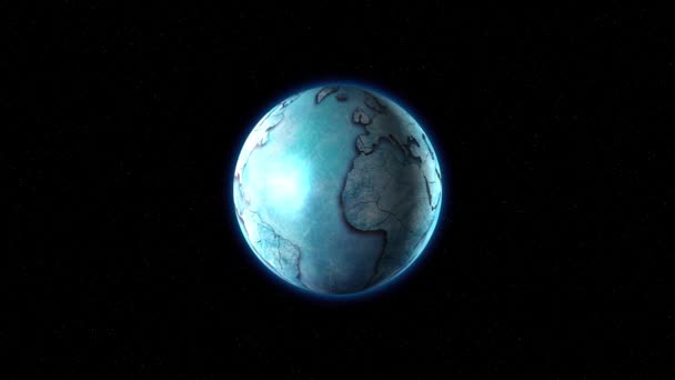 Ледяная планета вращается в пространстве — стоковое видео